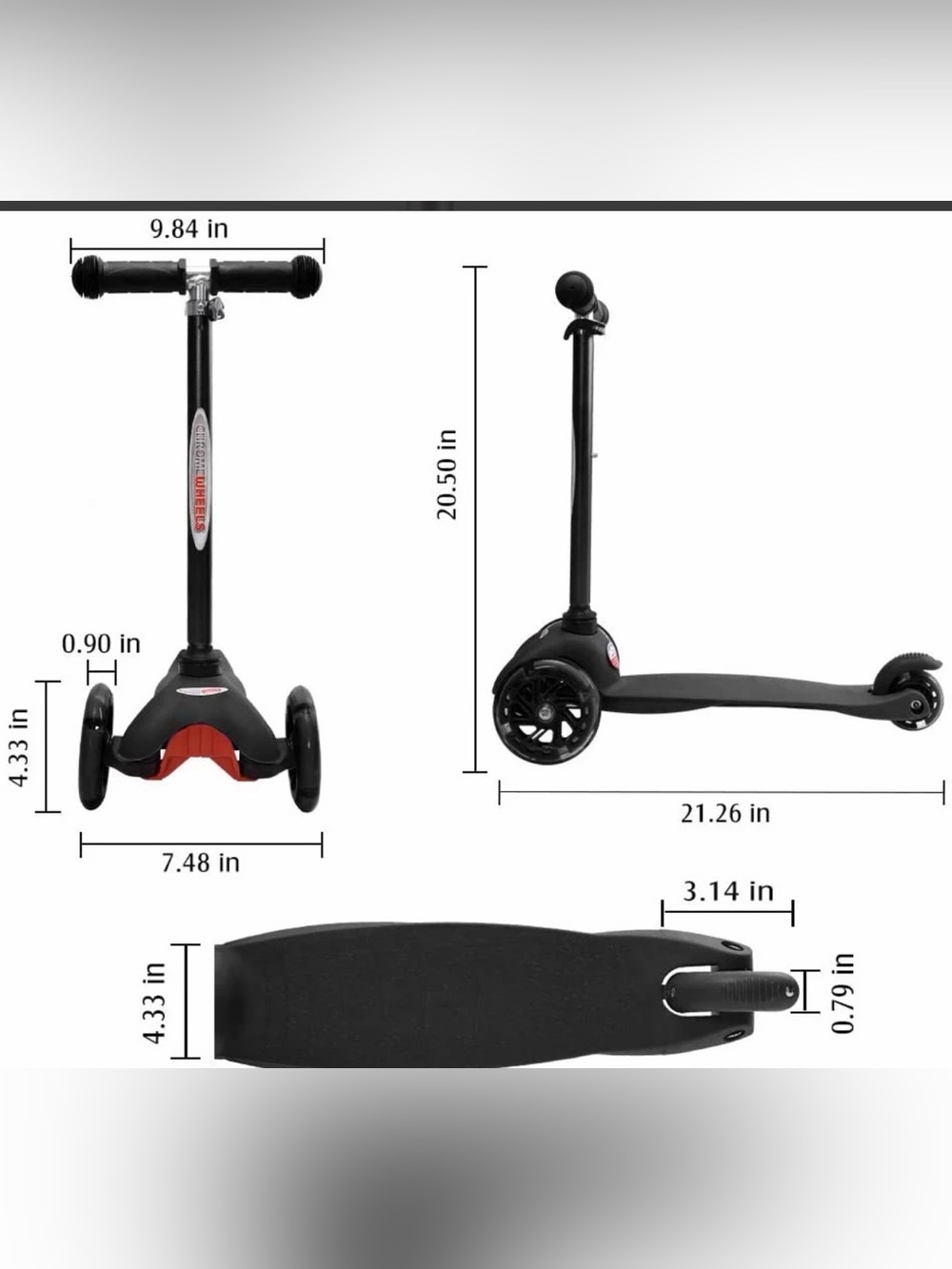 Kids 3-Wheel Light-Up Scooter - Black with Rainbow LED Wheels New in Box! - Picture 7 of 11